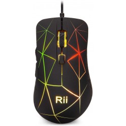 Mouse cu fir, senzor optic, iluminat multicolor, 1600DPI, 5 butoane, Rii