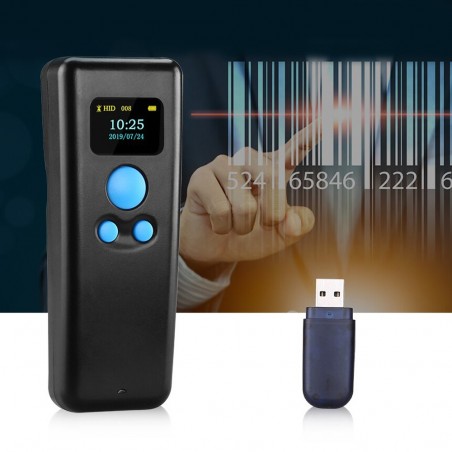 Cititor coduri bare Bluetooth 1D 2D portabil, USB,  CMOS, Android iOS PC, 16MB, LED vibratii