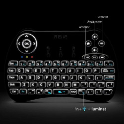 Mini tastatura iluminata, wireless cu touchpad, Reiie H9+