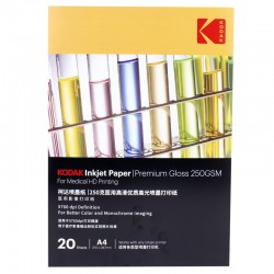 Hartie Kodak Premium Gloss 250 grame, format A4, print medical HD, 20 coli