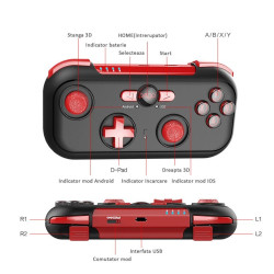Gamepad Bluetooth, 13 butoane, carcasa protectie, Android, Windows, Resigilat