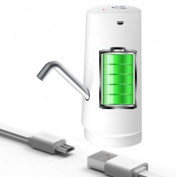 Pompa electrica 8W, pentru bidon apa, 2.5L/min, incarcare USB, alb