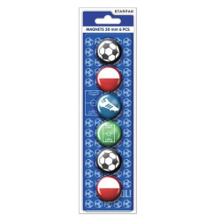 Magneti Fotbal 30 mm, multicolor, set 6 bucati 