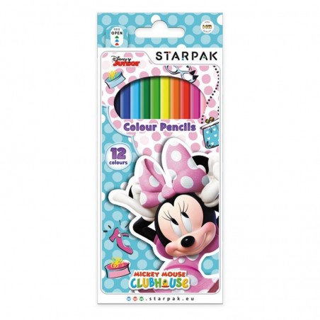 Creioane Minnie Mouse, set 12 culori, forma hexagonala
