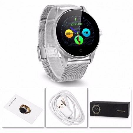 Smartwatch Bluetooth 4.0, 18 functii, apel, iOS Android, curea metalica, Sovogue