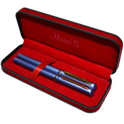 Set stilou si pix in etui, corp metalic sidefat, ornamente aurii