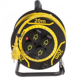 Cablu prelungitor pe tambur, 20 m, 4 prize, 3200W, baza metalica, IP44