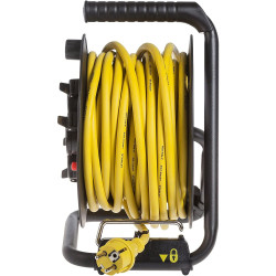 Cablu prelungitor pe tambur, 20 m, 4 prize, 3200W, baza metalica, IP44
