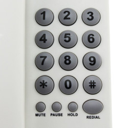 Telefon fix cu fir, 16 taste, functie Mute, Pause, Redial, Hold, Alb, OHO
