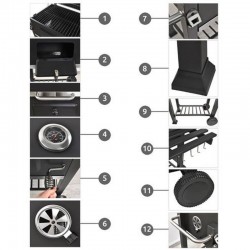 Gratar mobil carbune BBQ Grill, 2 rafturi, control temperatura, Kaminer