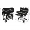 Gratar BBQ Grill pe carbuni, capac cu termometru, 2 rafturi pliabile, roti