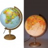 Glob pamantesc iluminat, diametru 32 cm, harta politica, fus orar, suport lemn