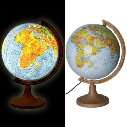 Glob geografic iluminat, harta politica si fizica, diametru 32 cm, meridian