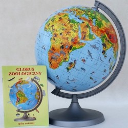Glob pamantesc harta fizica-zoologica, meridian si suport, diametru 22 cm, carte 275 animale