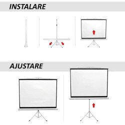 Ecran pentru proiectare, format 16:9 100 inch, trepied, inaltime ajustabila, portabil