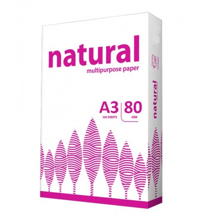 Hartie pentru copiator, format A3, greutate 80g, top 500 coli, Natural