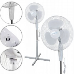 Ventilator de podea 40W, 3 trepte viteza, miscare oscilatorie, diametru 40cm, alb