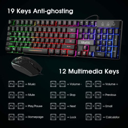 Kit tastatura si mouse 3200 DPI pentru gaming, conexiune USB, iluminate, Mafiti