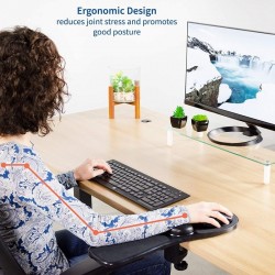 Suport ergonomic pentru mana si mouse, accesorii montare, fixare scaun sau birou, negru