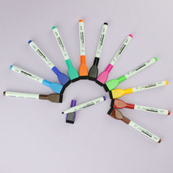 Set 12 markere cu burete pentru tabla magnetica, varf rotund 2 mm, uscare rapida