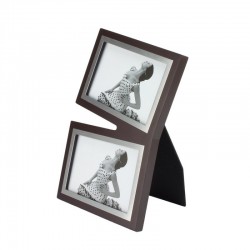 Rama foto dubla, format 10X15 cm, lemn cu insertie metalica, RESIGILAT