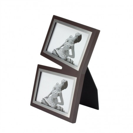 Rama foto dubla, format 10X15 cm, lemn cu insertie metalica, RESIGILAT