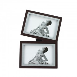 Rama foto dubla, format 10X15 cm, lemn cu insertie metalica, Resigilata 