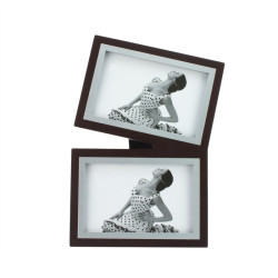 Rama foto dubla, format 10X15 cm, lemn cu insertie metalica, Resigilata 
