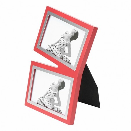 Rama foto 10X15 cm, lemn cu insertie metalica, pentru 2 fotografii, Resigilata 