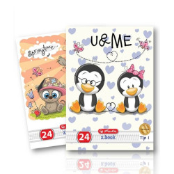 Caiet Tip I A5 24 file, coperti policromie, Herlitz Cute Animals Premium
