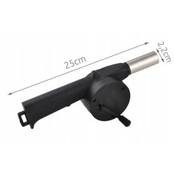 Suflanta manuala pentru aprinderea focului, varf metalic, manivela, 25x2.2cm, carlig suspendare, negru