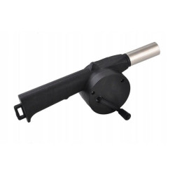 Suflanta manuala pentru aprinderea focului, varf metalic, manivela, 25x2.2cm, carlig suspendare, negru