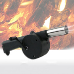 Suflanta manuala pentru aprinderea focului, varf metalic, manivela, 25x2.2cm, carlig suspendare, negru