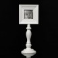 Rama foto Patrat 9.5x9.5 cm, lemn alb, picior elegant pentru decor vintage masa