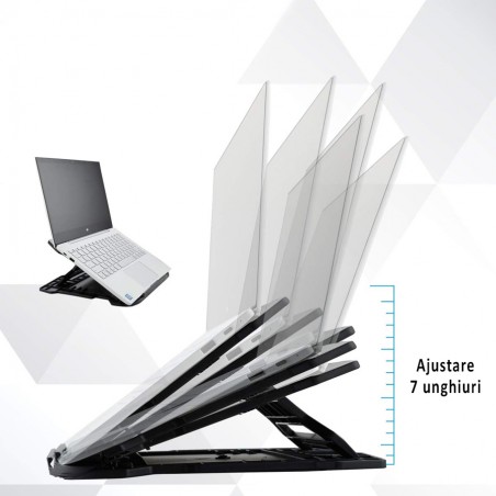 Stand pentru laptop, unghi ajustabil 7 trepte, suprafata anti-alunecare, universal