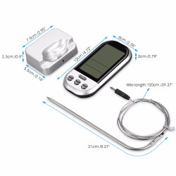 Termometru digital cu sonda, Wireless, display LCD, de bucatarie, 8 butoane