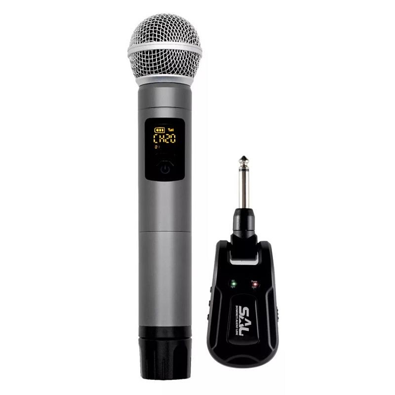 Microfon de mana profesional, metalic, wireless 40 m, ecran digital