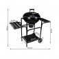 Gratar rotund BBQ pe carbuni, mobil, rafturi laterale, capac, 46.5 cm, Kaminer