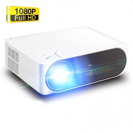 Video proiector LED Full HD, 1080P, sistem operare Android, home theater cu difuzor, USB, HDMI, AV VGA, slot SD, Jack 3.5