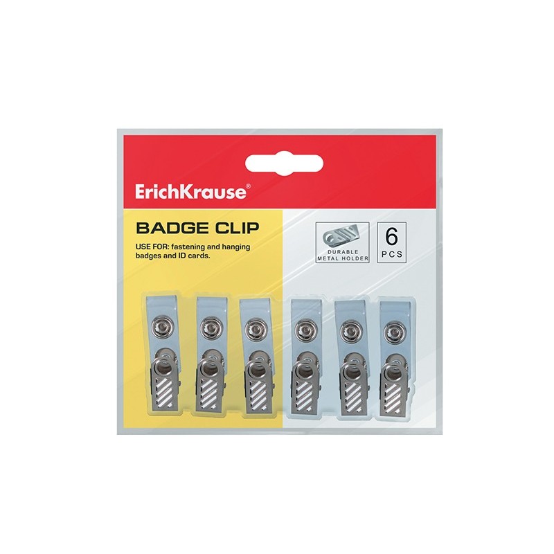 Set 6 clips-uri metalice ErichKrause pentru ecusoane Set 6 clips-uri metalice ErichKrause pentru ecusoane
