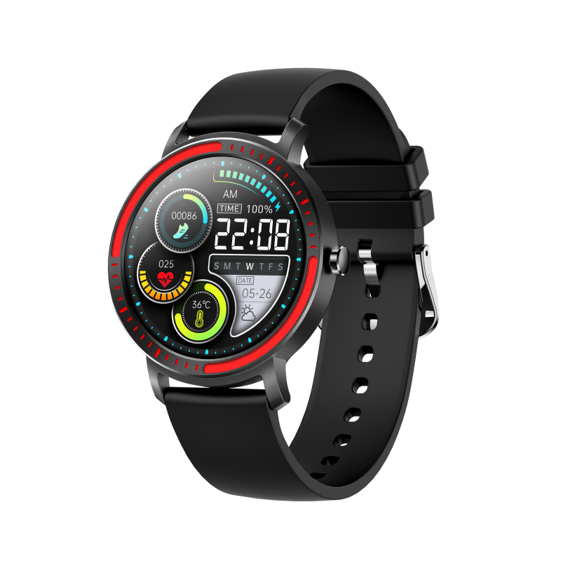 Smartwatch bluetooth 5.0, ecran tactil1.28 inch, Android si iOS, 13 functii, temperatura, puls, IP67