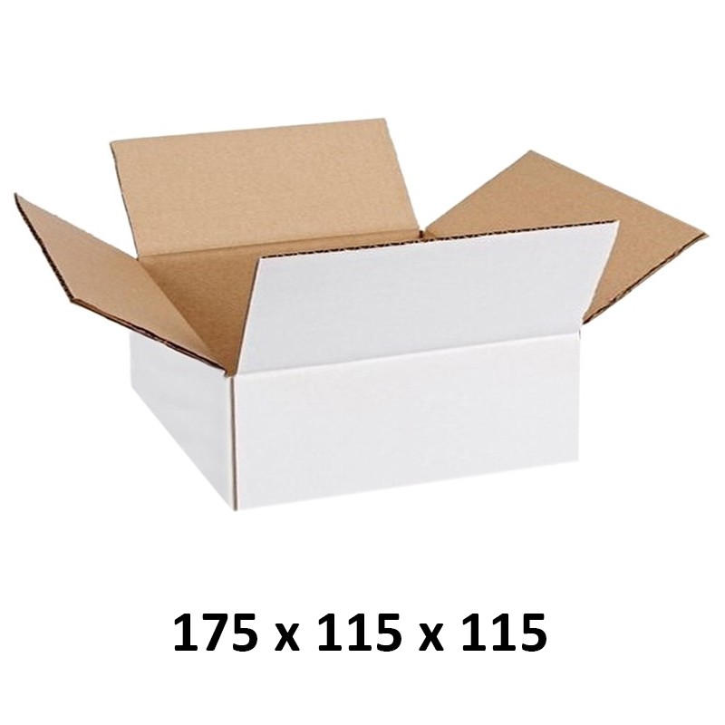 Cutie carton 175x115x115 mm, alb, 3 straturi CO3, 470 g/mp