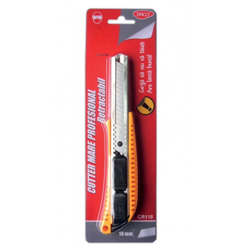 Cutter profesional retractabil, 18 mm, 6 lame incluse