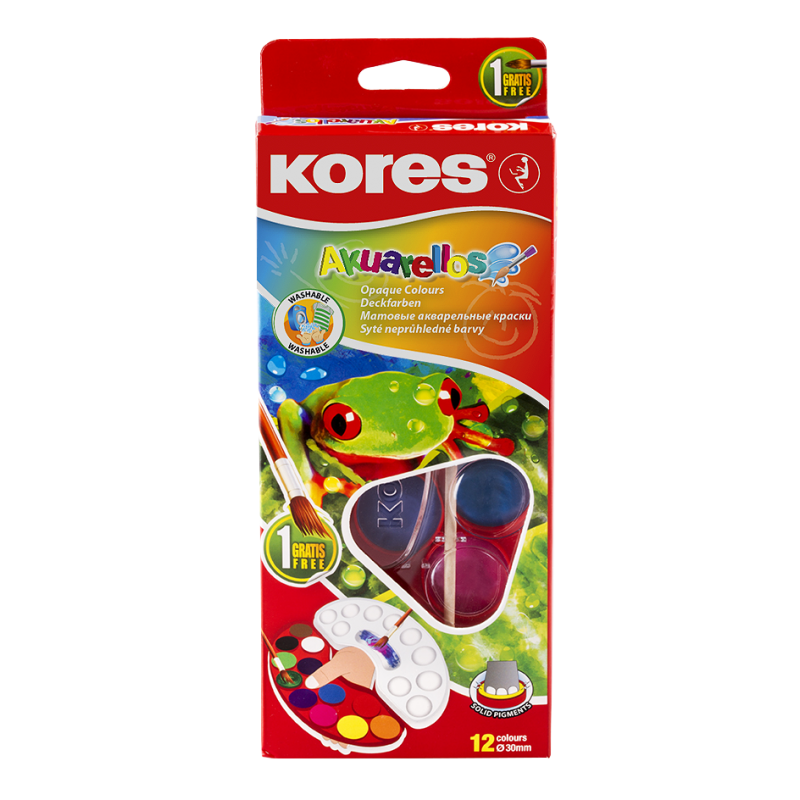 ACUARELE 12 CULORI 30MM + PENSULA AKUARELLOS KORES ACUARELE 12 CULORI 30MM + PENSULA AKUARELLOS KORES