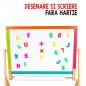 Tablita de scris pentru copii, 2 in 1, fata magnetica si pentru creta, 60x40 cm, alfabet si ceas, rola hartie, RESIGILAT