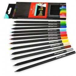 Creioane colorate negre, 12 culori intense, desene hartie neagra
