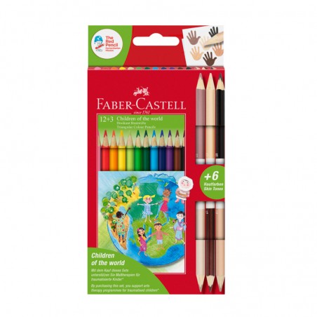 Creioane colorate, set 12 + 3 culori bicolore, forma ergonomica
