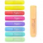 Set markere evidentiatoare, 6 culori pastel+2 galbene, grosime 1-5 mm, cerneala universala