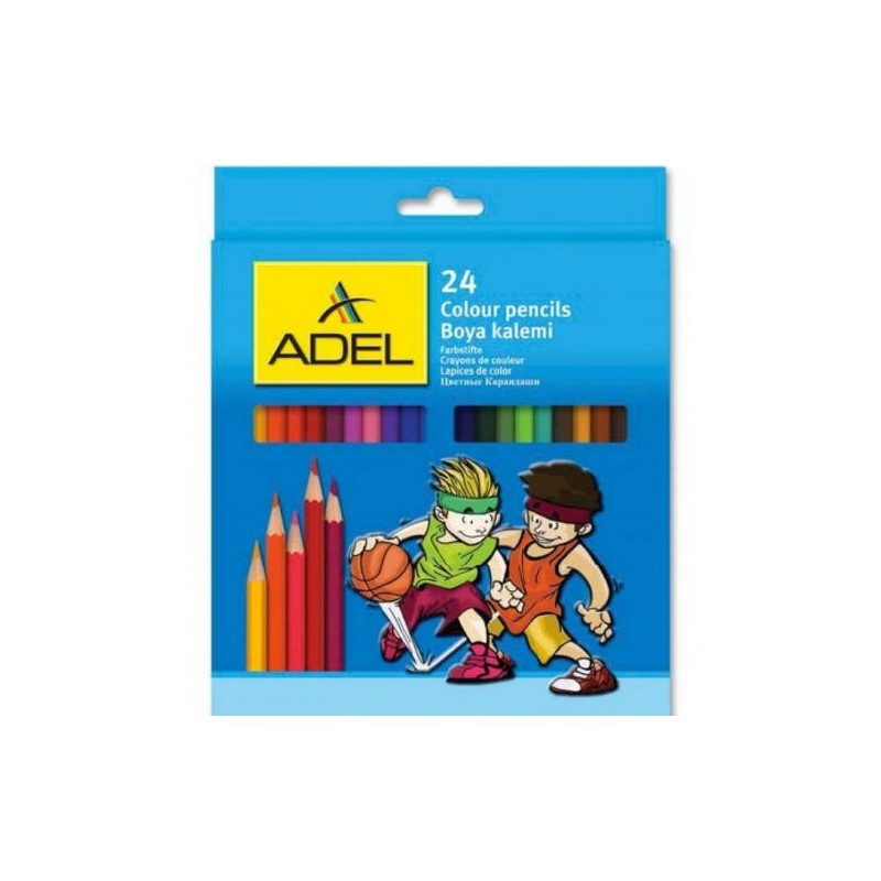 Creioane colorate hexagonale, 24 culori in set, 3 mm grosime mina