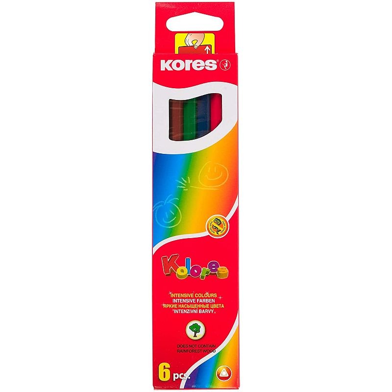 Set 6 creioane colorate pigmentate, forma triunghiulara, copii 3 ani+